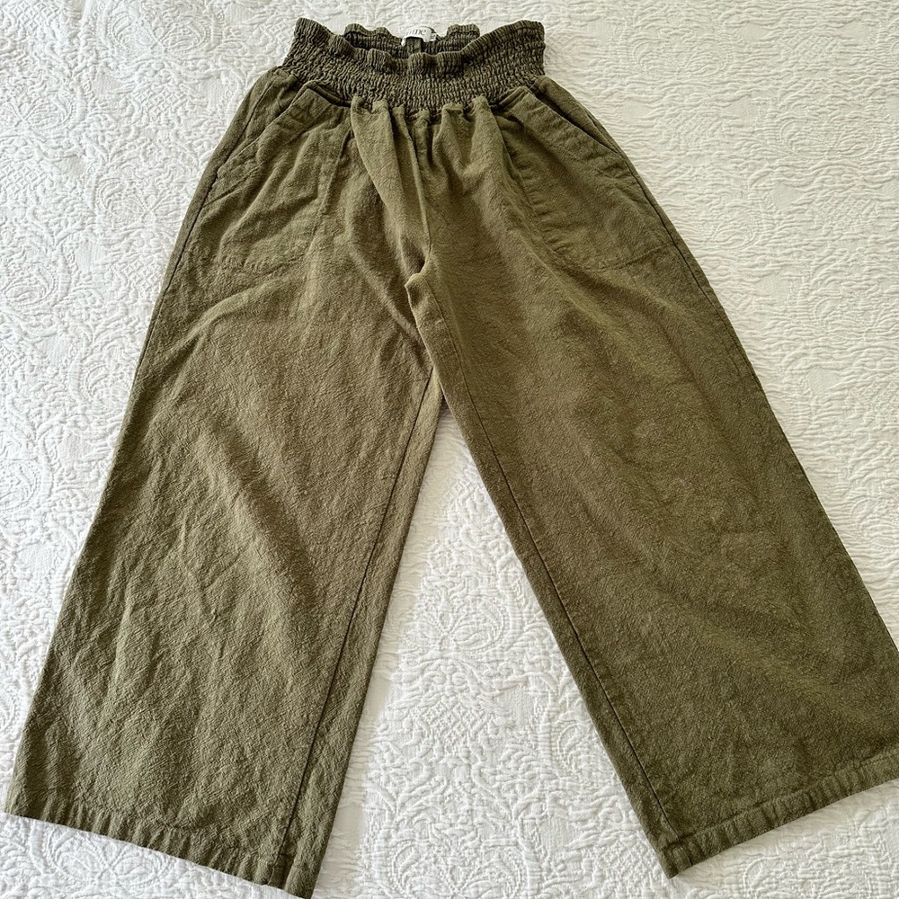 EMME Mama Maternity Wide Leg Cropped Linen Pants